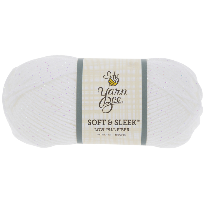 White Sparkle Yarn Bee Soft & Sleek Yarn Hobby Lobby 1839216