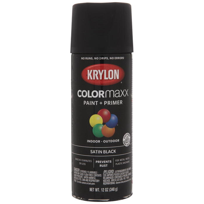 Black Krylon ColorMaxx Satin Spray Paint & Primer Hobby Lobby 185678