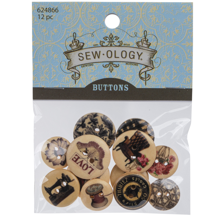 Black Vintage Print Wood Buttons Hobby Lobby 624866
