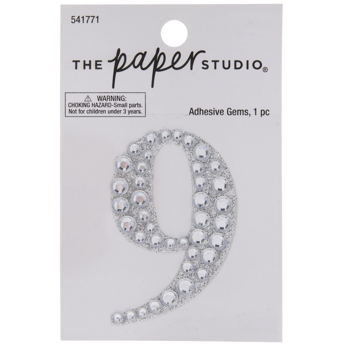 Silver Number Glitter & Rhinestones Sticker 9 Hobby Lobby 541771