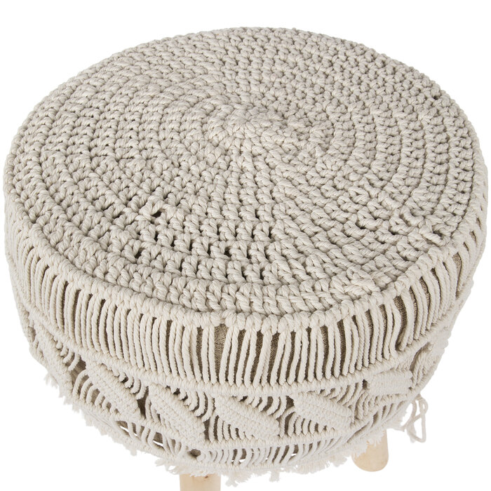 White & Natural Macrame Stool Hobby Lobby 5824362