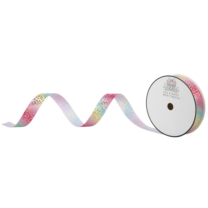 Bright Metallic Leopard Print Satin Ribbon 5/8" Hobby Lobby 2222420