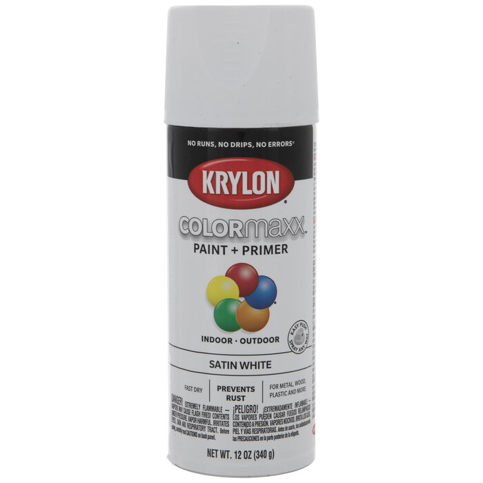 White Krylon ColorMaxx Satin Spray Paint & Primer Hobby Lobby 626903