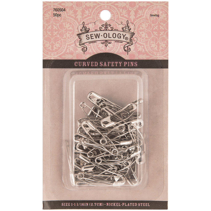 Nickel Curved Safety Pins Size 1 Hobby Lobby 760504