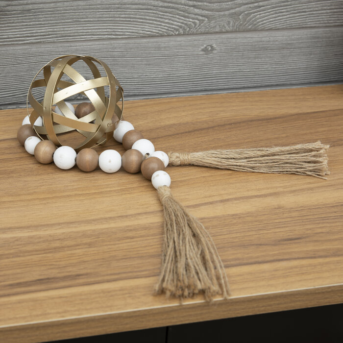 White & Brown Beaded Wood Garland Hobby Lobby 2180321