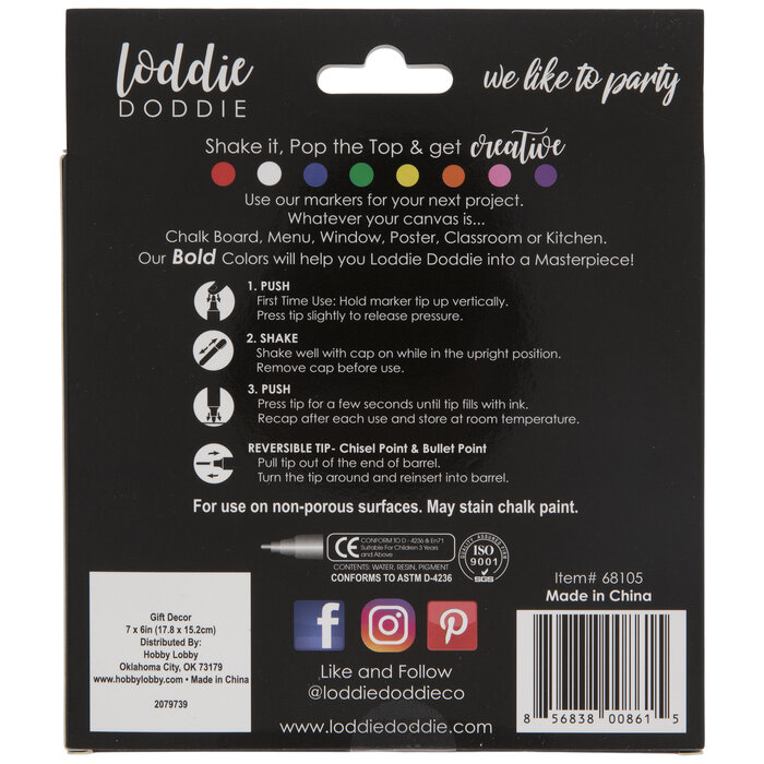 Basic Colors Chalk Markers 8 Piece Set Hobby Lobby 2079739