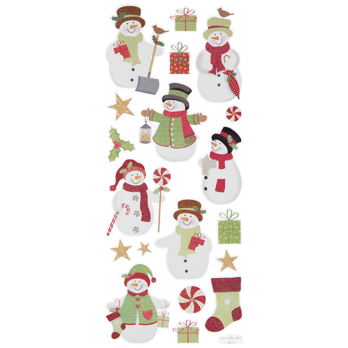 Christmas Snowman Glitter Stickers Hobby Lobby 681171