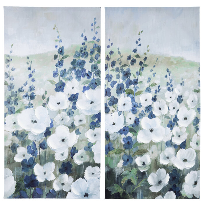White & Blue Flowers Canvas Wall Decor Set Hobby Lobby 2174043