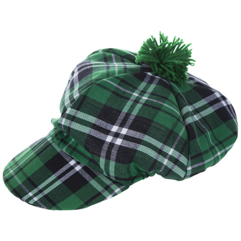 Plaid golf hat with pom pom Clearance