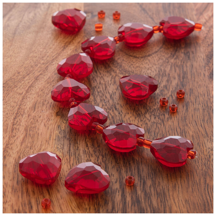 Red Gemcut Heart Glass Bead Strand Hobby Lobby 1299726