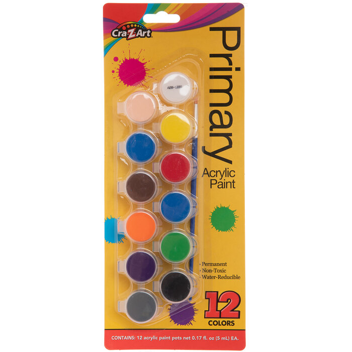 CraZArt Primary Acrylic Paints 12 Piece Set Hobby Lobby 381871