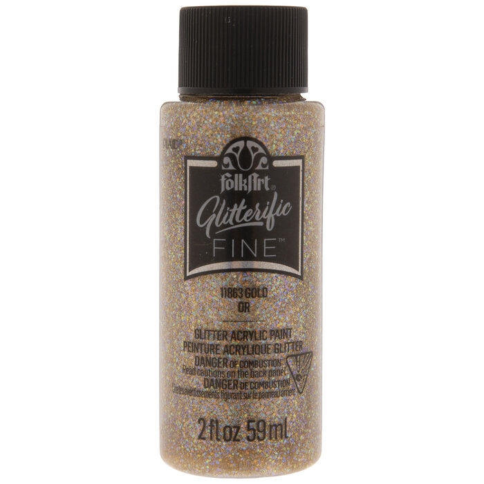 Gold Glitterific Fine FolkArt Acrylic Paint Hobby Lobby 2105955