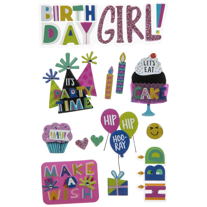 Birthday Girl 3D Stickers Hobby Lobby 1883768