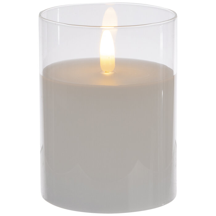 White Pillar Glass LED Candle 3" x 4" Hobby Lobby 1942069