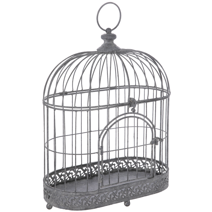 Distressed Gray Oval Metal Bird Cage Hobby Lobby 1977156