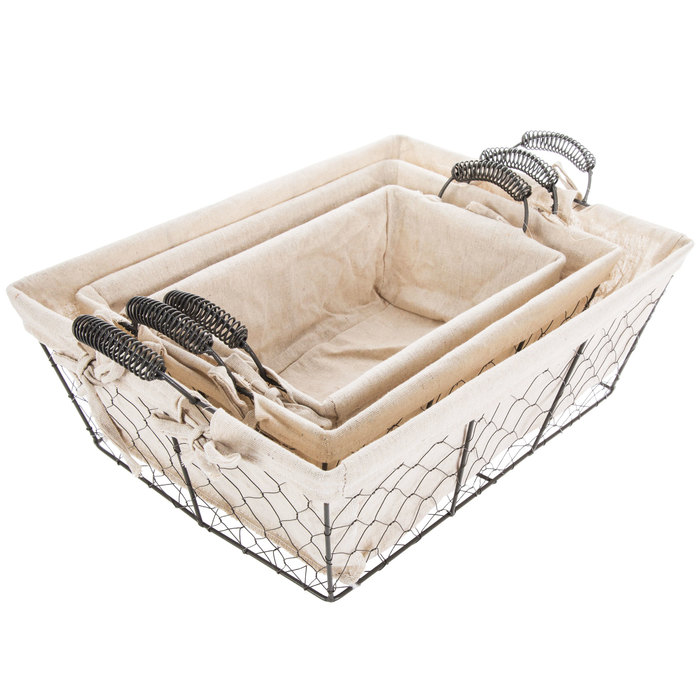 Rectangle Chicken Wire Baskets With Liners Set Hobby Lobby 1334697