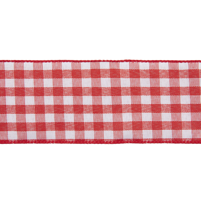 Red & White Gingham Wired Edge Ribbon 2 1/2" Hobby Lobby 2216190